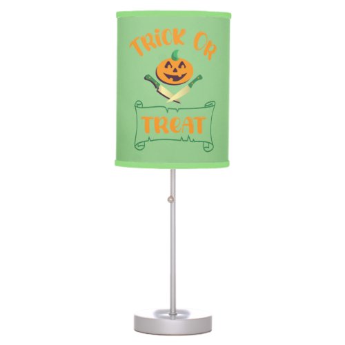Trick or treat crossbones Halloween pumpkin face Table Lamp