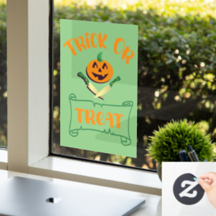 Trick or treat crossbones Halloween pumpkin face Window Cling