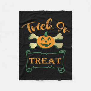 Trick or treat crossbones Halloween pumpkin Fleece Blanket