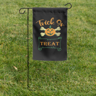 Trick or treat crossbones Halloween pumpkin Garden Flag