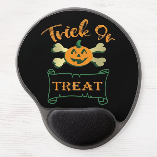 Trick or treat crossbones Halloween pumpkin  Gel Mouse Pad (Front)