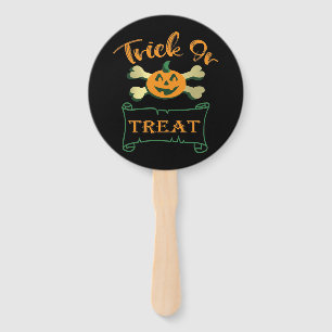 Trick or treat crossbones Halloween pumpkin Hand Fan