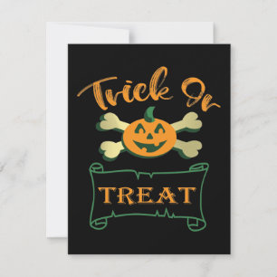 Trick or treat crossbones Halloween pumpkin Holiday Card