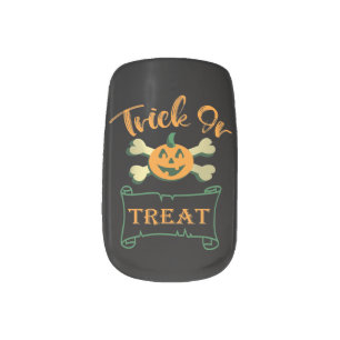 Trick or treat crossbones Halloween pumpkin Minx Nail Art
