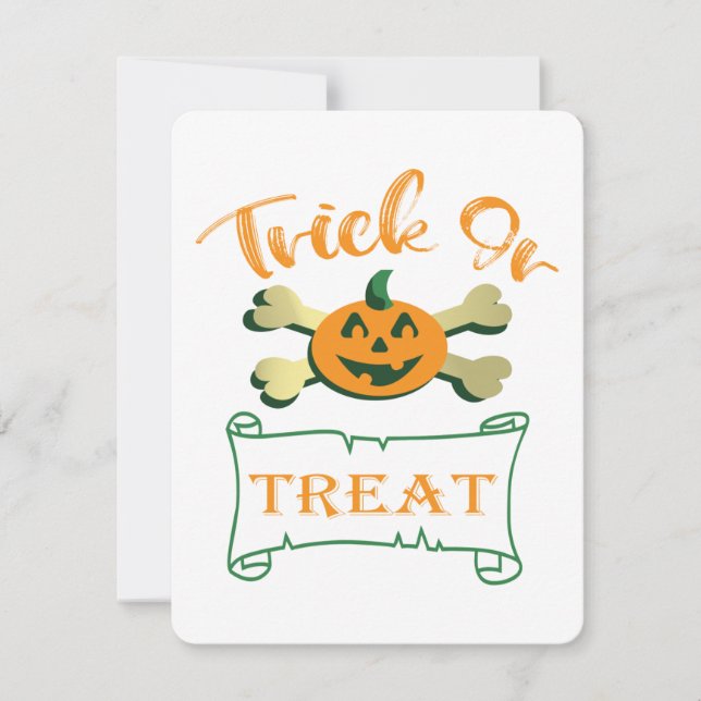 Trick or treat crossbones Halloween pumpkin  Note Card (Front)