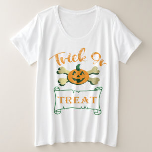 Trick or treat crossbones Halloween pumpkin  Plus Size T-Shirt