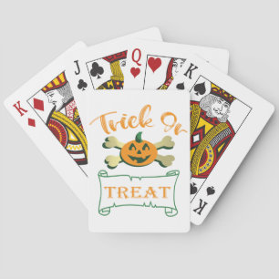 Trick or treat crossbones Halloween pumpkin Poker Cards