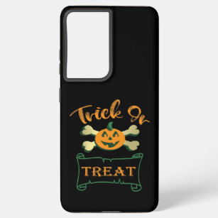 Trick or treat crossbones Halloween pumpkin  Samsung Galaxy S21 Ultra Case