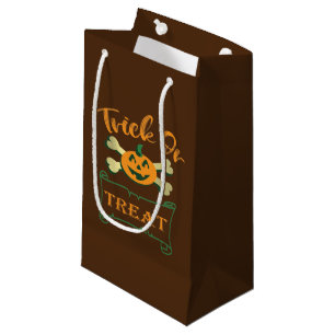 Trick or treat crossbones Halloween pumpkin Small Gift Bag