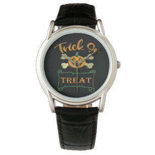 Trick or treat crossbones Halloween pumpkin Watch