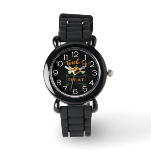 Trick or treat crossbones Halloween pumpkin Watch