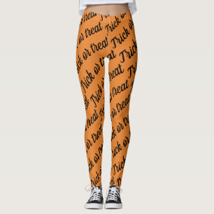 trick or treat cursive pattern for Halloween Leggings