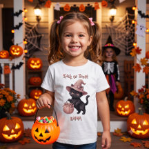 Trick or Treat Custom Black Cat&Pink Candy Bucket