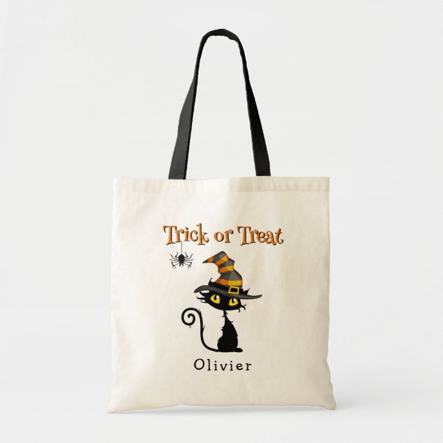 Trick or Treat, Custom Name Tote Bag (Front)