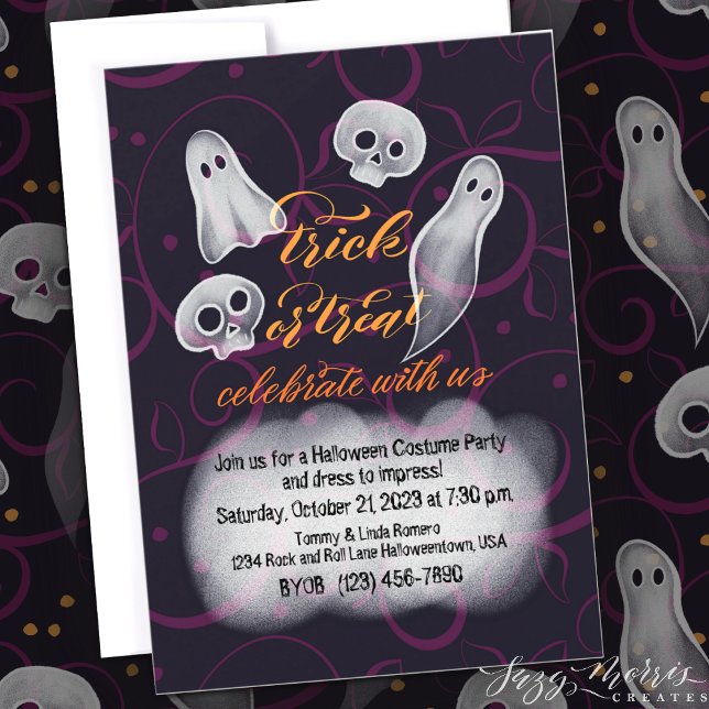 Trick or Treat Customizable Ghost Party Invite (Creator Uploaded)