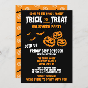 Trick or Treat Customizable Party Invitation B