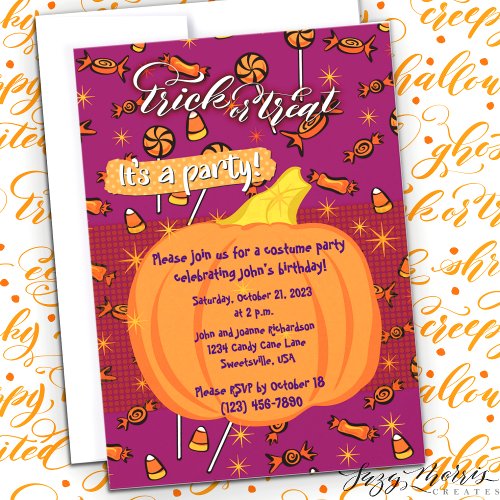 Trick or Treat Customizable Pumpkin Invite