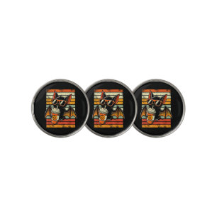 Trick or Treat Cute Bat Hipster Latte Funny Hallow Golf Ball Marker