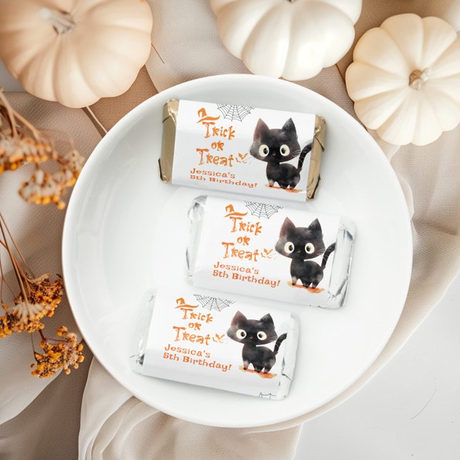 Trick or Treat Cute black cat Halloween party Hershey's Miniatures (Creator Uploaded)