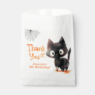Trick or Treat Cute black cat Halloween thank you Favor Bag