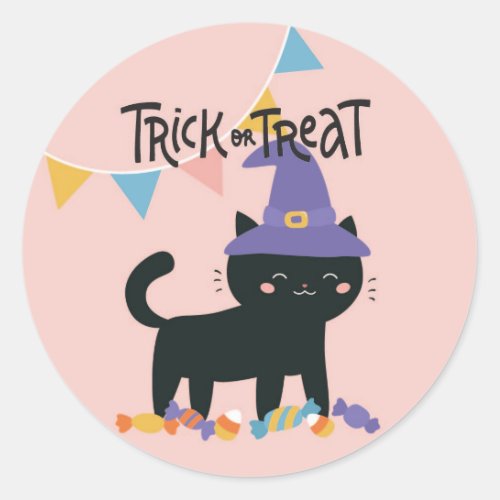 Trick or Treat Cute Cat Halloween Sticker