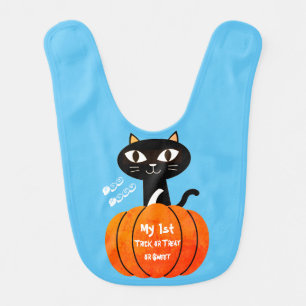 Trick or Treat Cute Cat Pumpkin My 1st Halloween Baby Bib