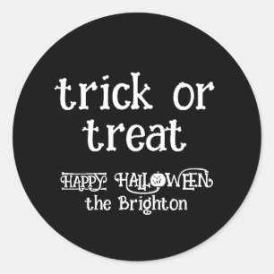 Trick or treat cute fun bone pumpkin Halloween Classic Round Sticker