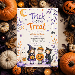 Trick or Treat Cute Fun Ghost Halloween Party Invitation