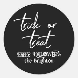 Trick or treat cute fun personalized Halloween Classic Round Sticker