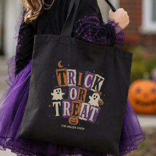 Trick or Treat Cute Ghost Halloween Family or Kids Tote Bag