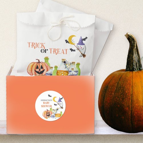 Trick or Treat Cute Ghost Pumpkin and Magic Potion Favor Bag