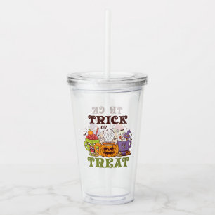 Trick Or Treat – Cute Halloween Coffee Brew Acrylic Tumbler