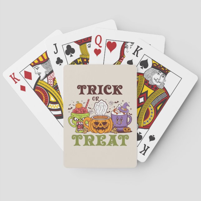 Trick Or Treat – Cute Halloween Coffee Brew Poker Cards (Back)