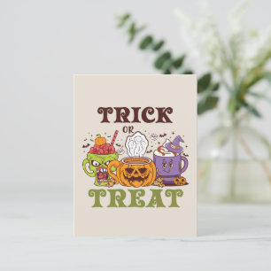 Trick Or Treat – Cute Halloween Coffee Brew Postcard