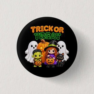 Trick or Treat - Cute Halloween Friends Button