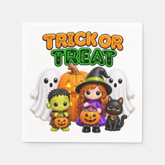 Trick or Treat - Cute Halloween Friends Napkins