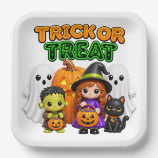 Trick or Treat - Cute Halloween Friends Paper Plates