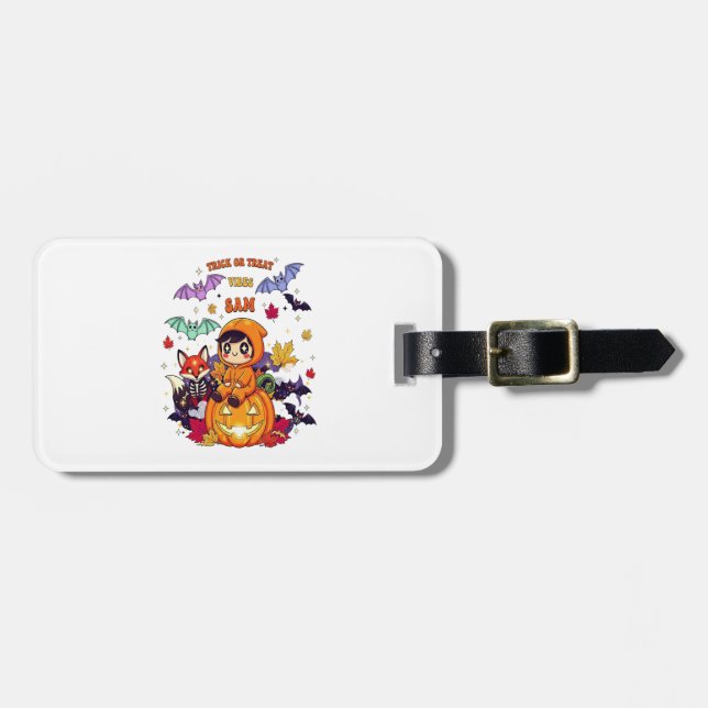 Trick or Treat Cute Halloween Luggage Tag (Front Horizontal)