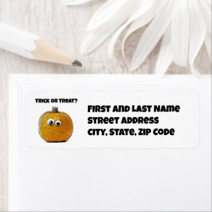 Trick or Treat Cute Halloween Pumpkin Cartoon Label