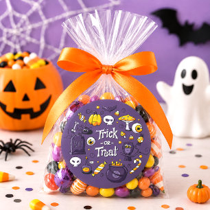 Trick or Treat Cute Kids Halloween Candy Favor Classic Round Sticker