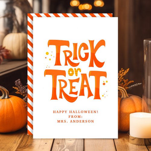 Trick Or Treat Cute Kids Halloween Classroom Card