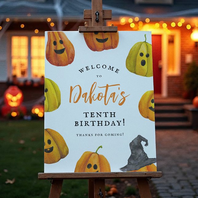 Trick or Treat Cute Pumpkin Birthday Welcome Sign (Creator Uploaded)
