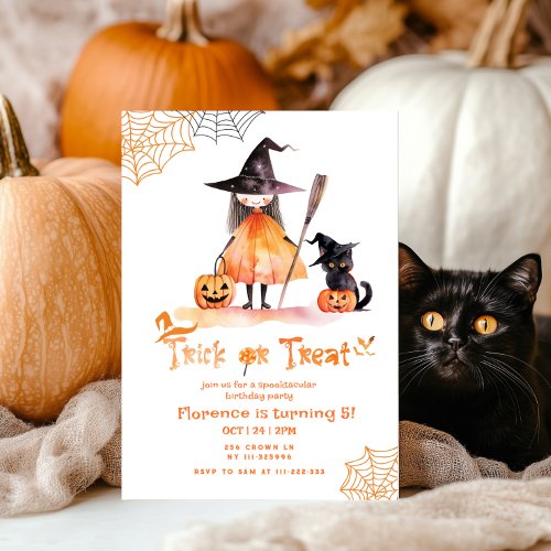 Trick or Treat cute Spooktacular birthday party Invitation