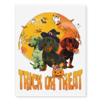 Trick Or Treat Dachshund Halloween Temporary Tattoos