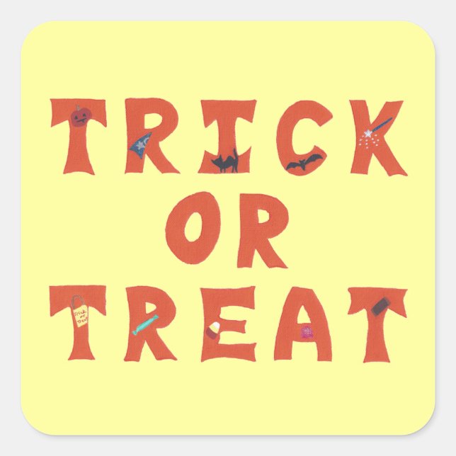 Trick or Treat Decorated Halloween Stickers (Front)