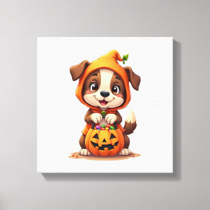 Trick or Treat Dog � Cute Halloween Puppy Shirt Canvas Print