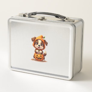 Trick or Treat Dog � Cute Halloween Puppy Shirt Metal Lunch Box