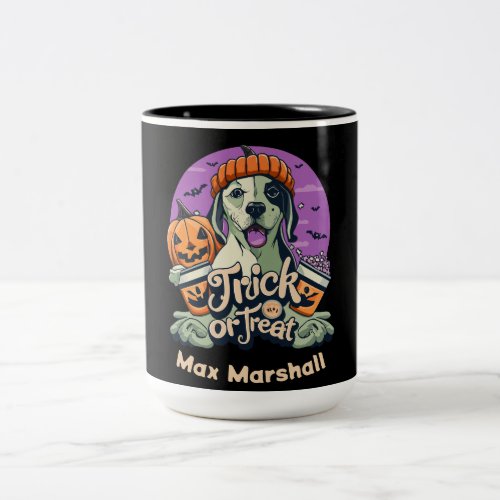 Trick or Treat Dog _ Frightful Friend Orange Black Two_Tone Coffee Mug