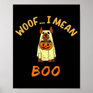 Trick Or Treat Dog Ghost Costume Halloween Dog Poster