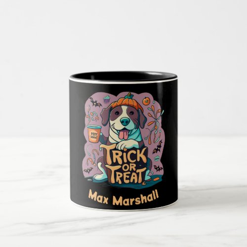 Trick or Treat Dog _ Night Owl Violet Black Two_Tone Coffee Mug